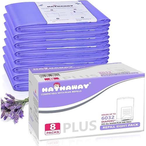 Refills Compatible with Plus Diaper Pail Refills 8 Pack Diaper Pail Liners with Lavender Scent