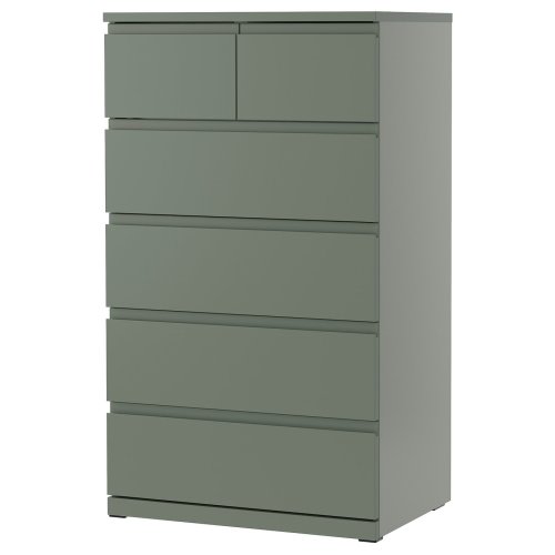 STORKLINTA 6-drawer dresser - gray/green/anchor/unlock function 27 1/2x18 7/8x47 1/4 "