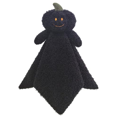 Doindute Baby Black Pumpkin Soft Stuffed Animal Security Blanket, Plush Pumpkin Character Lovey Blanket, Baby Shower/Nursery Gift, Newborn Infant Toddler Snuggle Blankie for Boys Girls, 14 Inches