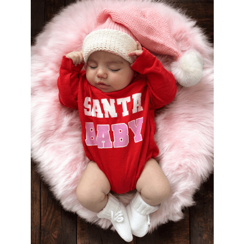 Santa Baby Red/Pink / Organic Long Sleeve T-Shirt Bubble