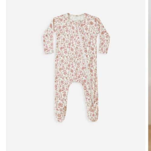 Bamboo Zip Footie || Bloom – Quincy Mae