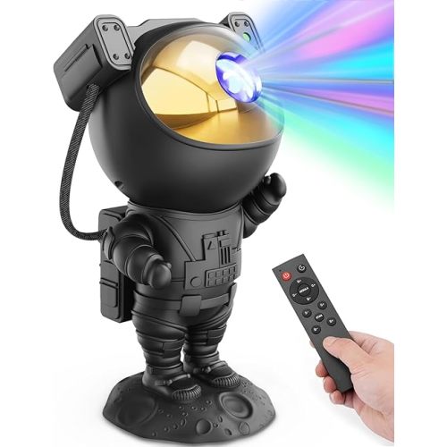 Mooyran Galaxy Projector for Gaming Room Decor - Black Astronaut Star Projector, Cool Stuff for Men's Bedroom Accessories, LED Nebula Light with Remote, for Teen Boys & Gamers