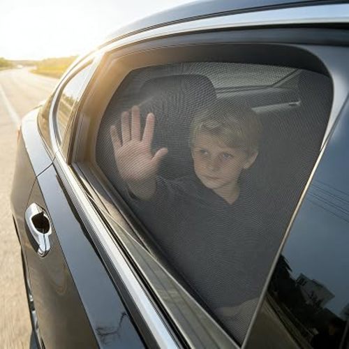 Car Window Shades,Car Window Screens for Camping,Car Window Cover for Baby,Universal Stretchable & Breathable Mesh Shades,Block Sun Rays,Fit Most Truck,SUV and Minivan(Rear 2 Pack)