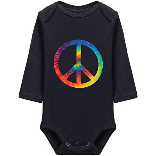 Tie Dye Peace Symbol Baby Long Sleeve Bodysuit Rompers