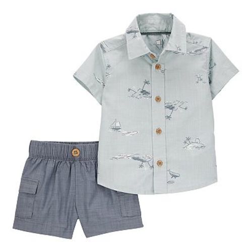 6 Month Baby Boy Carter's 2-Piece Button-Down Shirt & Short Set