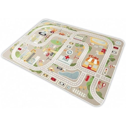 IKITOT Kid Rug Carpet Playmat for Toy Cars and Train，Play Area Rug with Rubber Backing，Fun Throw Rug，Ideal Gift for Children Baby Bedroom Play Room(80×120cm/32×47in)