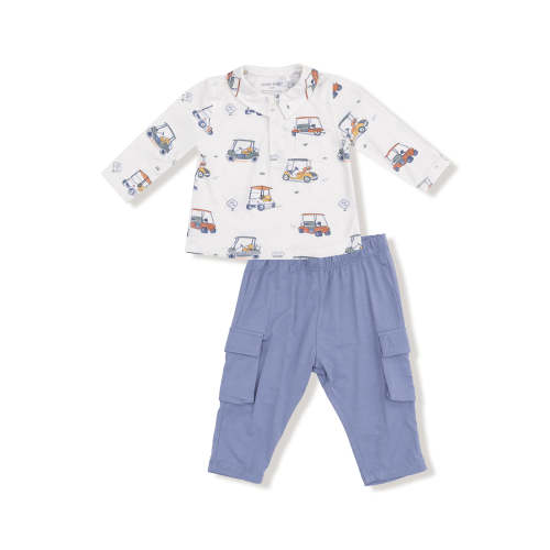 Polo Shirt & Cargo Pant Set, Zooming Golf Carts