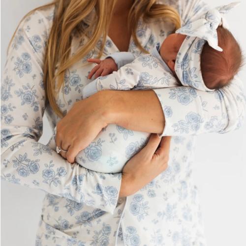 Blue Rose Garden Zipper Romper – In My Jammers