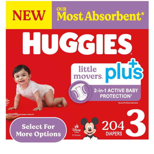 Huggies Little Movers Plus Baby Diapers, Size 3