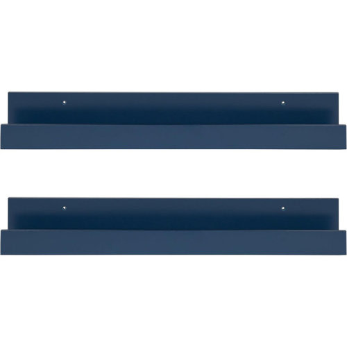 Latitude Run® Levie 24 Inch 2-pack Wood Floating Wall Shelf Picture Frame Holder Ledge, Navy Blue | Wayfair