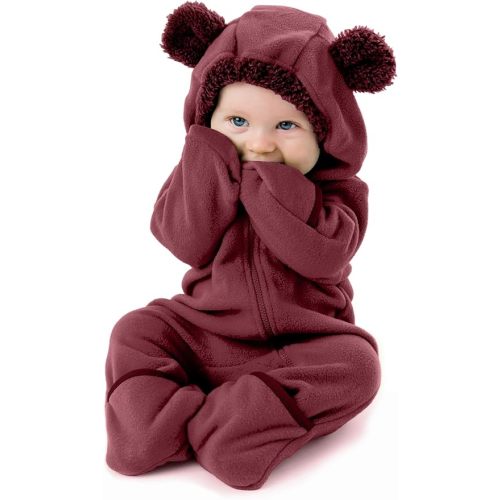 Cuddle Club Fleece Baby Bunting Bodysuit with Hood, Convertible Mittens & Booties, Car Seat Friendly, Soft & Warm, Easy Zip