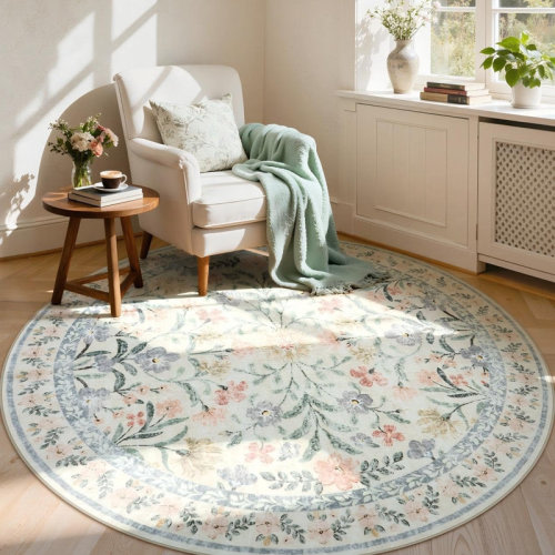 Winston Porter Kaldi Oriental Botanical Floral Machine Washable Area Rug with Non-Slip Backing for Living Room, Dining Room, Bedroom & Reviews | Wayfair