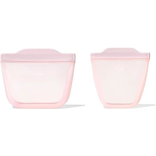 OXO Tot Silicone Reusable Bags – 2 Piece Cup and Snack Set - Blossom