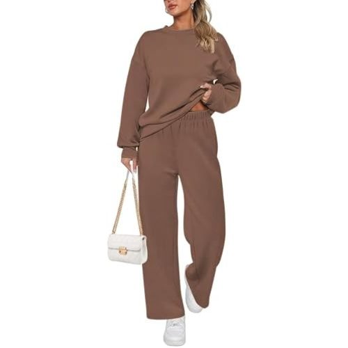 Ekouaer Womens Pajama Sets Fuzzy Fleece Long Sleeve Sleepwear Comfy Pjs 2 Piece Lounge Set Nightwear with Poeckts S-XXL