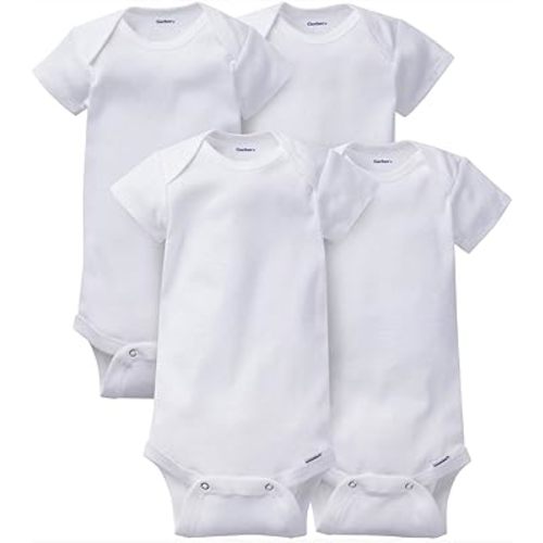 Gerber Unisex Baby 4 Pack Onesies 0-3 M White