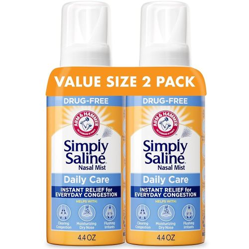 Arm & Hammer Simply Saline Daily Care Nasal Mist 4.4oz, Saline Nasal Spray, Drug-Free, 2-Pack