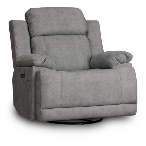 Benson Gray Micro Power Swivel Glider Recliner