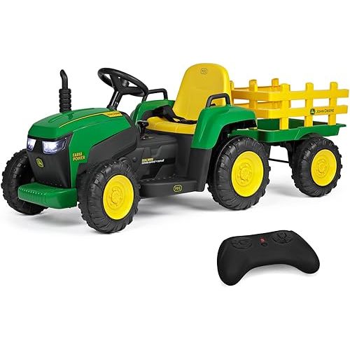 Peg Perego John Deere Farm Power 12 Volt Ride-on Tractor and Trailer with Remote Control
