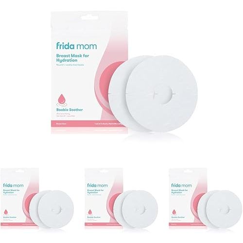 Frida Mom Hydration Packets for Breasts, Hydrate Nipples with Breast Mask Made with Aloe Vera, Honey, Tea Tree Oil, & Cucumber, 2 Sheet Masks (Pack of 4)