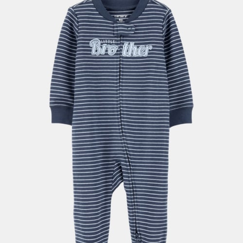 Baby Boy 'Little Brother' 2-Way Zip Cotton Sleep & Play Pajamas - Blue | Carter's