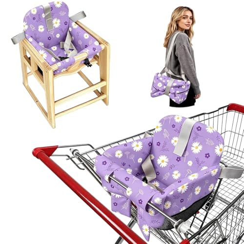 Shopping Cart Cover for Baby, High Chair Cover,Purple Floral | Machine Washable Infant Toddler Buggy Seat Cover,Compatible with High Back Full Bucket Swing,Unisex
