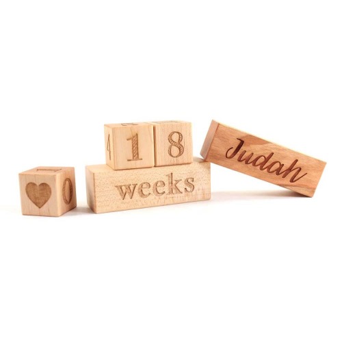 photography prop age blocks - wooden blocks to document baby's age with optional personalized block, newborn photo prop