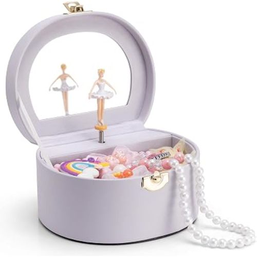 VLANDO Musical Jewelry Box for Girls, Arc Design with Spinning Ballerina