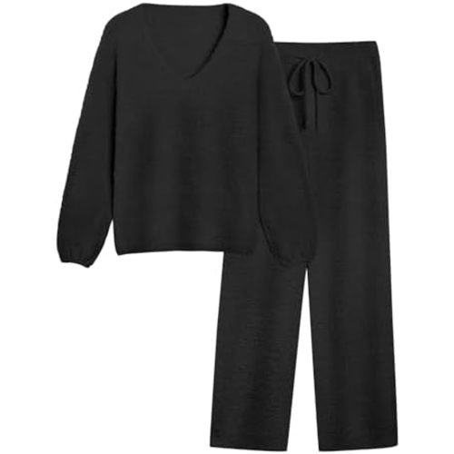 Womens Two Piece Outfits Sweater Sets Fuzzy Fleece Loungewear Matching Lounge Set Fall Winter Trendy Clothes