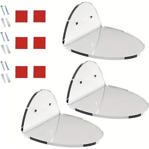 3 Pieces Sturdy Acrylics Speakers And Baby Monitors Wall Mounted Shelf Set Clear Secure Hold And Easy Mount Use