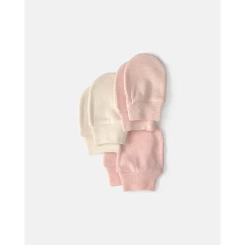 Baby Girl 3-Pack Mitts - Pink/Ivory
