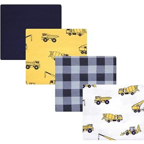 Hudson Baby Unisex Baby Cotton Flannel Receiving Blankets, Construction, One Size