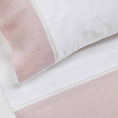 Set Sabanas Cuna Algodón Deshilado Rosa Pálido