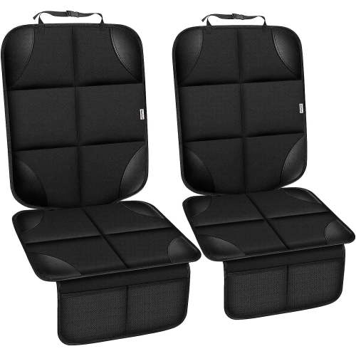 Meolsaek Car Seat Protector, 600D Waterproof Fabric Child Car Seat Cover with Thick Pad, Non‑Slip Backing, No Imprints, Black, 2 Pack