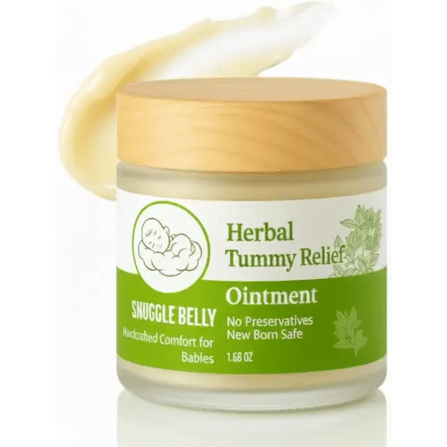 Baby Gas Relief Balm by SnuggleBelly - Herbal Tummy Rub for Colic Relief, NewBorn Gas Comfort with Hing, Ghee, Coconut Oil - Preservative Free, 1.7 oz
