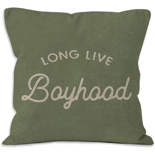 Long Live Boyhood Throw Pillow Covers - Boy Bedroom Room Decor,Vintage Green Boy Nursery Decorative Pillow Covers for Home Bedroom Couch