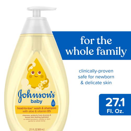 Johnson's Tear-Free Head-To-Toe Baby Body Wash & Shampoo, with Plant-Based Glycerin, 27.1 FL OZ