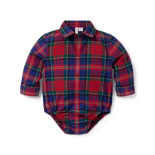 Baby Fireside Red Tartan Baby Tartan Flannel Bodysuit by Janie and Jack