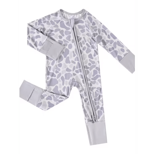 soft bamboo fiber baby zip convertible romper gray camo - Temu