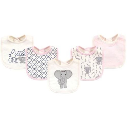 Touched by Nature Baby Girl Organic Cotton Bibs 5pk, Girl Elephant, One Size