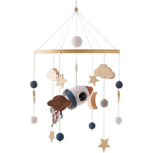 Nursery Decorations Crib Mobile Baby Mobile for Crib - Crochet Rocket Mobile Boho Nursery Decor - Mobile for Bassinet - Nursery Mobiles Pendant for Nursery and Ceiling Decoration