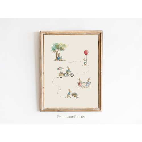 Watercolor Bunny Print Beatrix Potter Style Nursery Wall Art (Print)