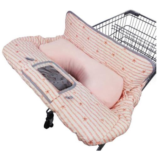 Shopping Cart Cover for Baby/Toddler 2-in-1 High Chair Cover, Easy Attach & Remove, with Cellphone Holder, Pink Strip Star