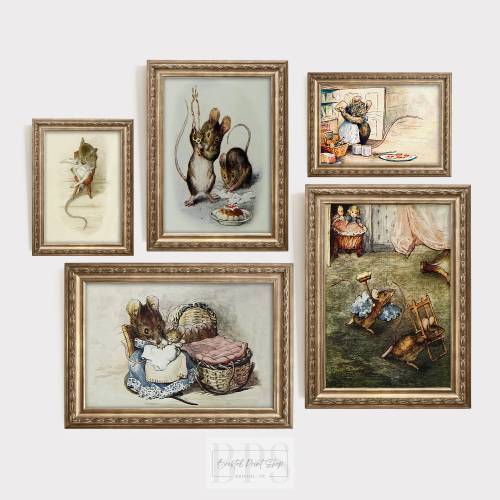 Beatrix Potter | Vintage Nursery Gallery Wall Art | Mice Illustrations | Antique Sketches | Storybook Art | Digital Download