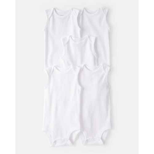 Baby 5-Pack Sleeveless Bodysuits - White - Carter's | Carter's
