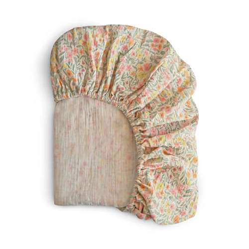 Mini Muslin Crib Sheet, Pastel Blooms – Lily Valley Baby
