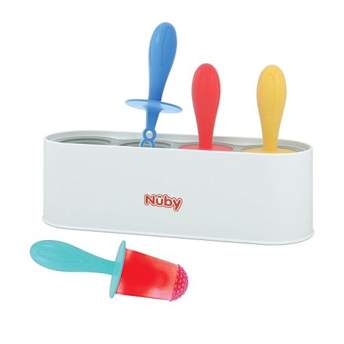 Nuby Stick Pops - (4-Count) Silicone Popsicle Molds for Toddlers and Babies 4+ Months - Easy to Make Frozen Treats or Baby Teething Relief
