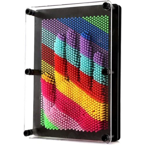 3D Pin Art Intellectual Fun Toy for Kids,Rainbow Plastic Pin Art Palm Board,Arouse Sense of Imagination,Innovative Boundless Creativity for Boys and Girls.(Rainbow)