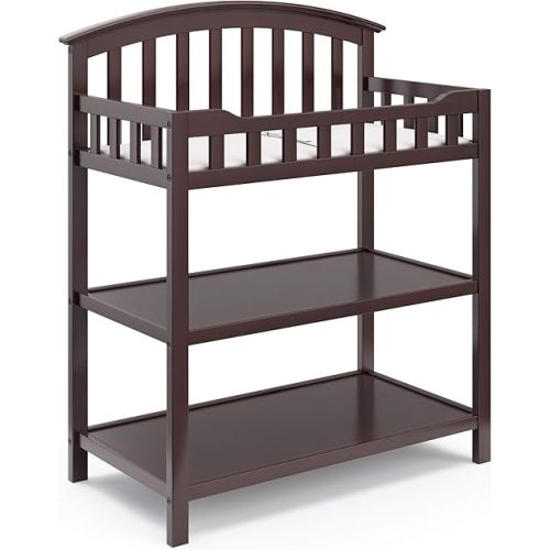 Graco Changing Table with Water-Resistant Changing Pad (Espresso) – GREENGUARD Gold Certified, Multi Storage Nursery Changing Table for Infants and Babies