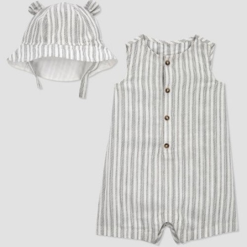 Carter's Just One You® Baby Boys' Striped Bear Jumpsuit with Hat - Green/White, Size: 3M