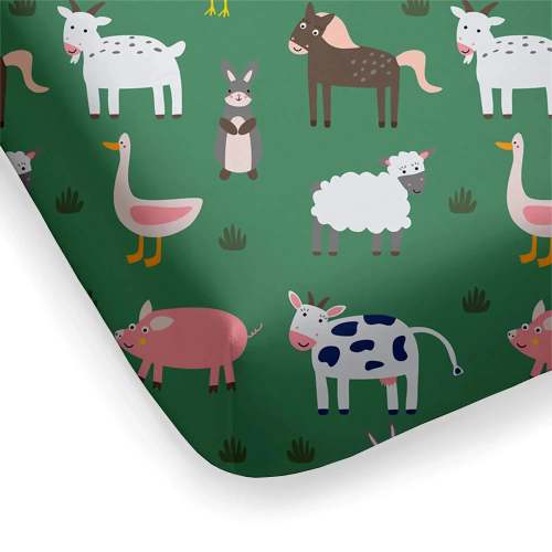 Green Farm Animals Bamboo Fitted Crib Sheet – Zumbamboo